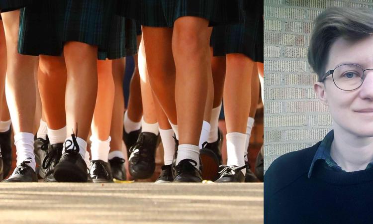 Ellen till höger om ett flertal vita ben